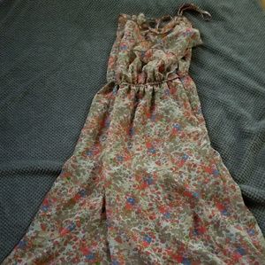 Flowy floral ruffle trim dress